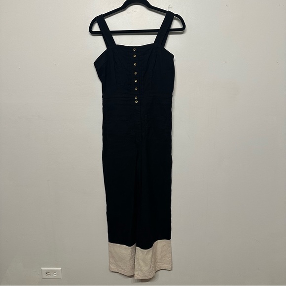 Maeve Anthropologie The Colette Linen Blend Cropped Overall Jupmsuit 8 - Picture 3 of 8